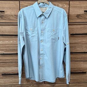 Eddie Bauer Denali UPF 50+ Button Down Shirt Size Large Light Blue